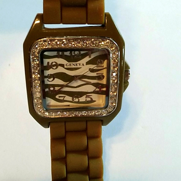 Geneva Accessories - Nwot Olive Green Zebra Striped Watch
